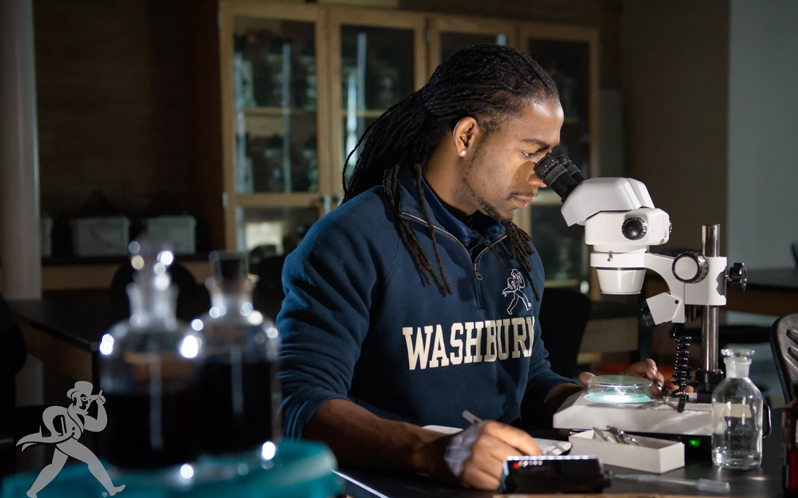 student working in lab